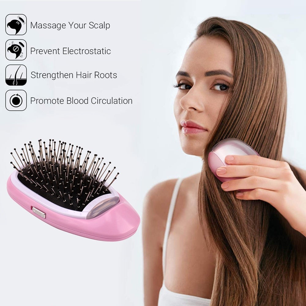 Frizz-free styling with portable anti frizz hair brush