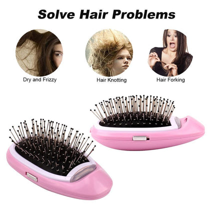 Portable anti frizz hair brush for healthy, shiny hair